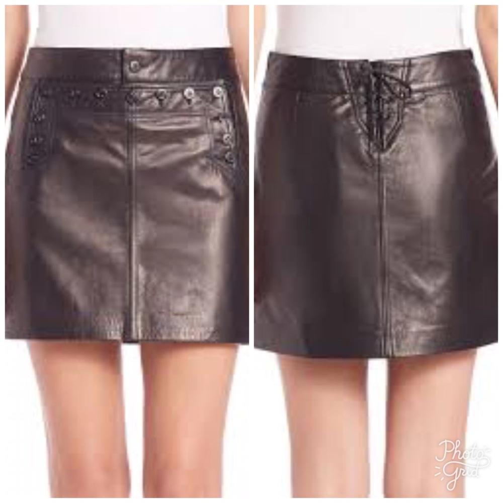 Ralph Lauren Moto lambskin leather skirt